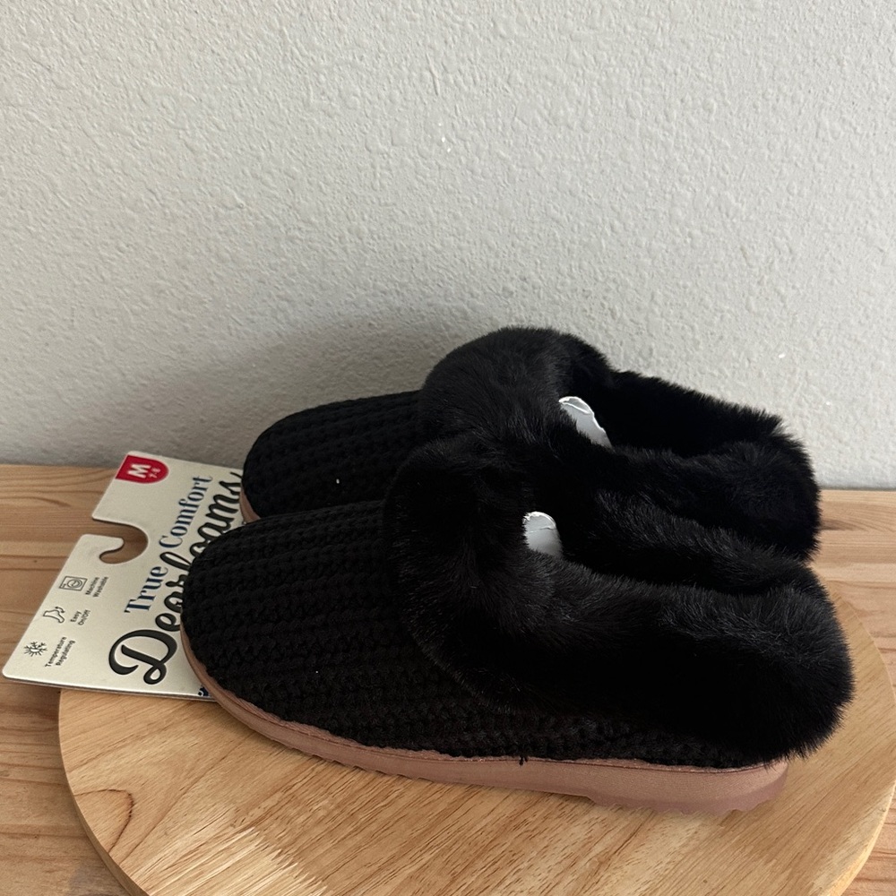Dearfoams Hannah Festive Knit Womens Memory Foam Clog Slippers